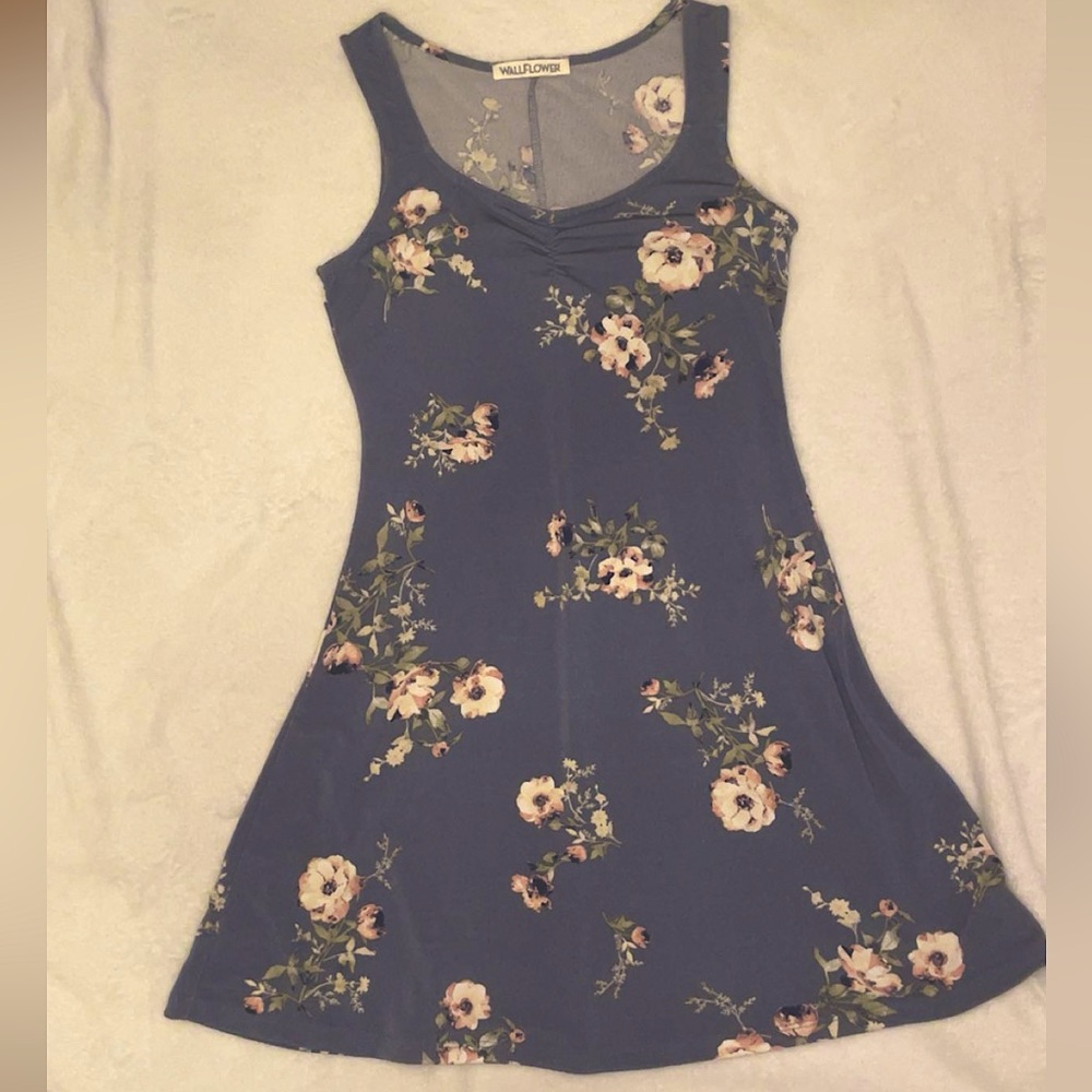 Vintage Light Blue with Pink Floral Dress size S